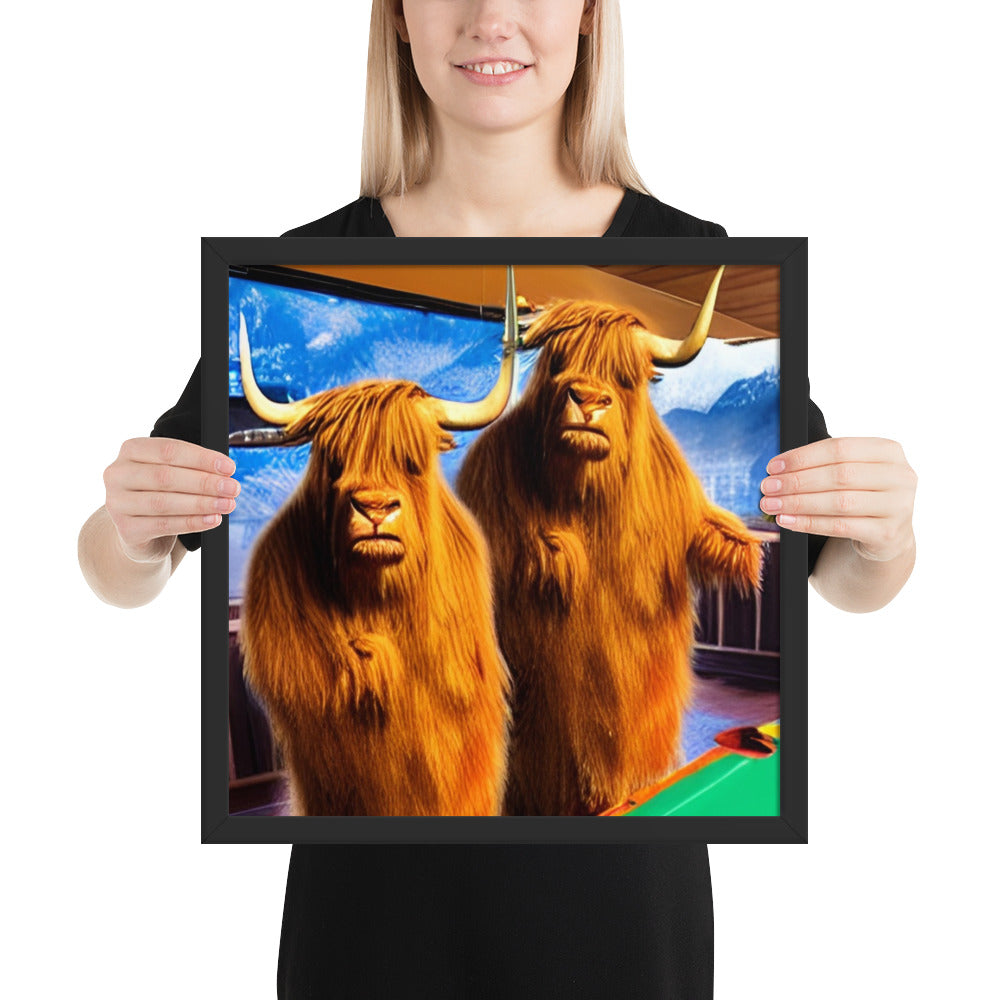 Framed Highland Cow photo paper poster