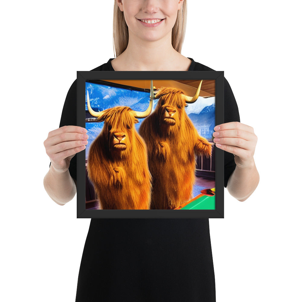 Framed Highland Cow photo paper poster