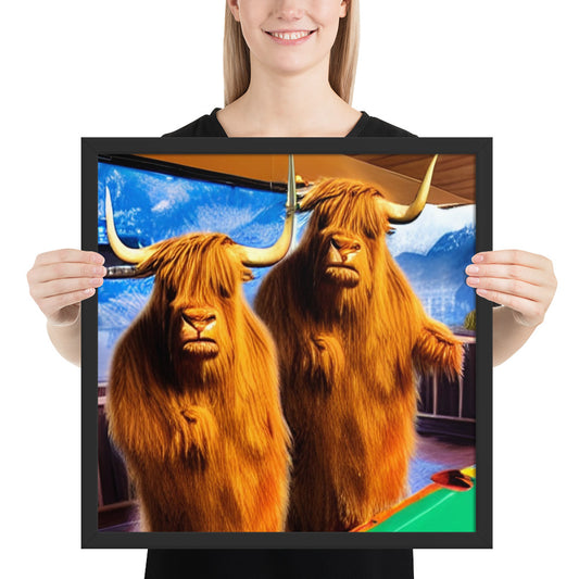 Framed Highland Cow photo paper poster